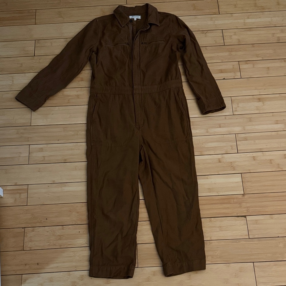 Madewell Brown Long-Sleeve Utility Jumpsuit